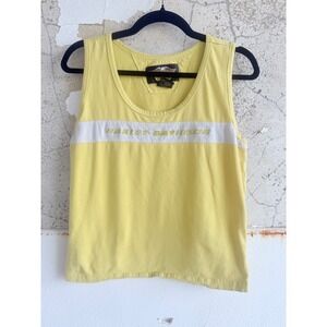 Vtg Harley Davidson Tank Top Biker Babe Shirt 90s Made in USA Side Zip Womens L